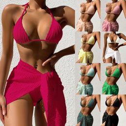 sexy backless swimsuit with mesh skirt