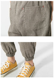 Cotton and Linen Tapered Pants in Beige – Lifestyle Image