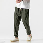 Tether Waistband Harem Pants in Dark Green – Close-Up