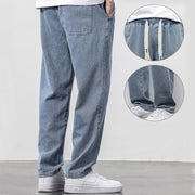 Casual Elastic Waist Denim Pants for Men