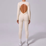 Beige Yoga Bodysuit for Women – Backless Design