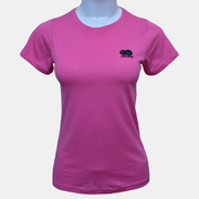 Pink classic foil badge t-shirt made of soft cotton, ideal for casual wear and versatile styling.