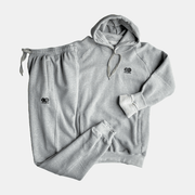 Men's Future Summit Fleece Tracksuit in light gray, featuring a hoodie and matching pants with logo detail.