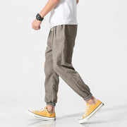 Casual Loose Fit Harem Pants for Men – Side View in Gray