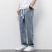 Men’s Summer Loose Wide-Leg Jeans with Drawstring