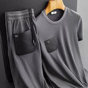 Men's Slim-Fit Jacquard Tracksuit - Anti-Wrinkle 2-Piece Set