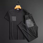 Men's Slim-Fit Jacquard Tracksuit - Anti-Wrinkle 2-Piece Set