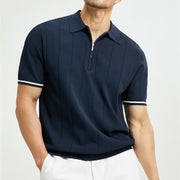 Dark blue summer polo shirt for men – loose fit