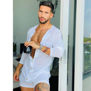 Men's Tight-Fitting Sleepwear - Cotton Top Short Comfortable