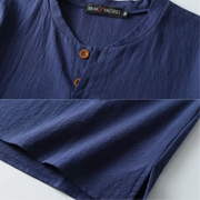 Navy blue oversized linen shirt with slit hem