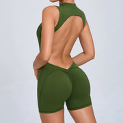 Slim Fit Women's Workout Jumpsuit - Green