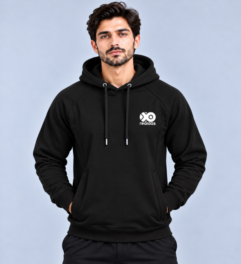Reqidas Cotton Fleece Hoodie in Solid Color Front View