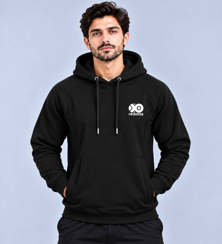 Reqidas Cotton Fleece Hoodie in Solid Color Front View