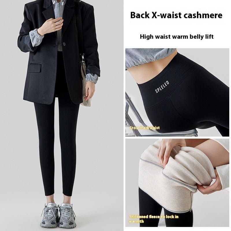 cashmere leggings,high waist thermal tights,warm winter leggings,fleece lined women's leggings,plush thermal trousers,tummy control winter leggings,cold weather fleece tights